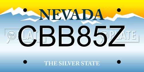 CBB85Z Nevada License Plate