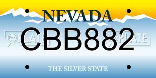 CBB882 Nevada License Plate