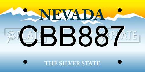 CBB887 Nevada License Plate