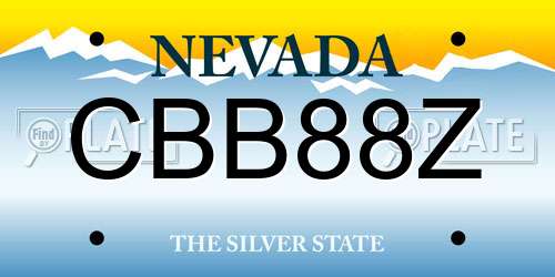 CBB88Z Nevada License Plate