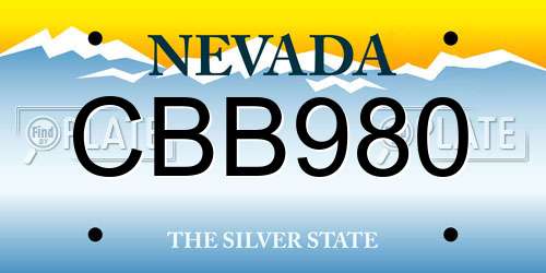 CBB980 Nevada License Plate