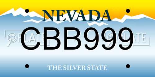 CBB999 Nevada License Plate
