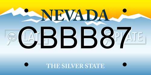 CBBB87 Nevada License Plate