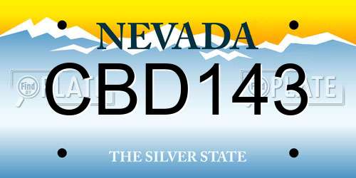 CBD143 Nevada License Plate