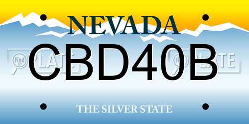 CBD40B Nevada License Plate