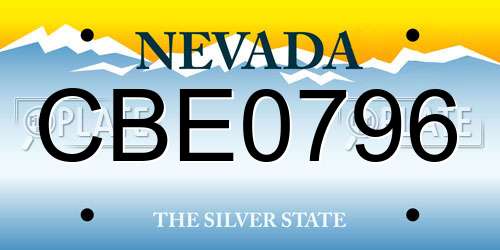 CBE0796 Nevada License Plate