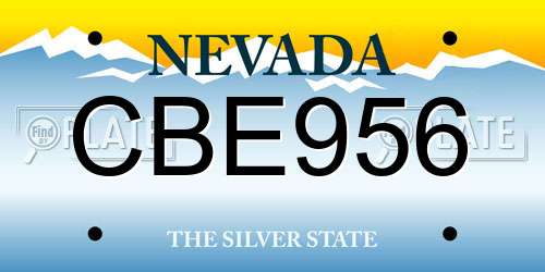 CBE956 Nevada License Plate