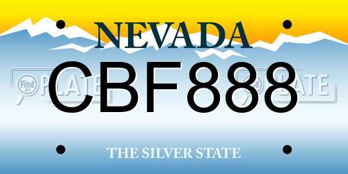 CBF888 Nevada License Plate