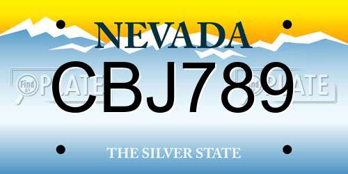 CBJ789 Nevada License Plate