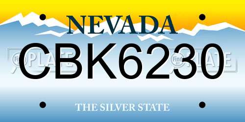CBK6230 Nevada License Plate