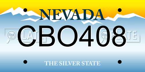 CBO408 Nevada License Plate