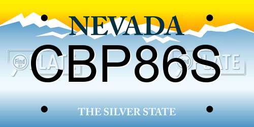 CBP86S Nevada License Plate