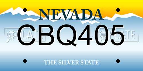 CBQ405 Nevada License Plate