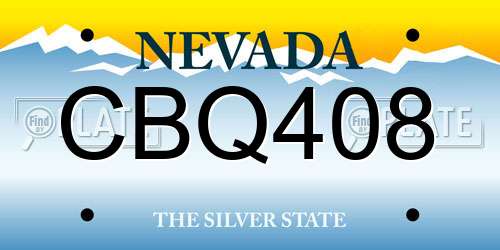 CBQ408 Nevada License Plate