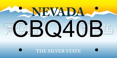 CBQ40B Nevada License Plate