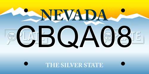 CBQA08 Nevada License Plate