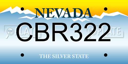CBR322 Nevada License Plate