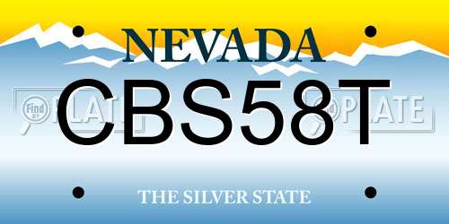 CBS58T Nevada License Plate