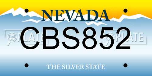 CBS852 Nevada License Plate