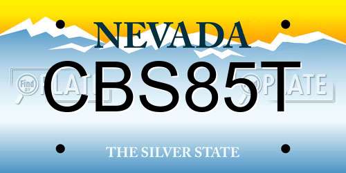 CBS85T Nevada License Plate