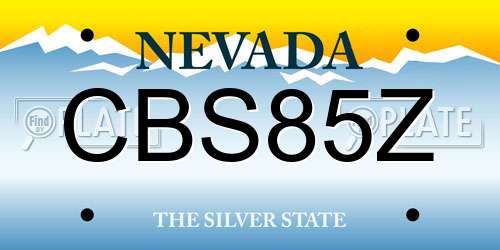 CBS85Z Nevada License Plate