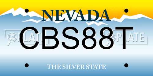 CBS88T Nevada License Plate