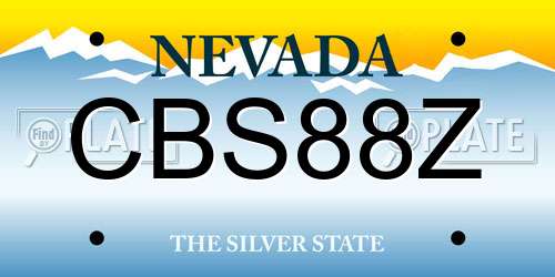CBS88Z Nevada License Plate