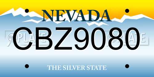 CBZ9080 Nevada License Plate