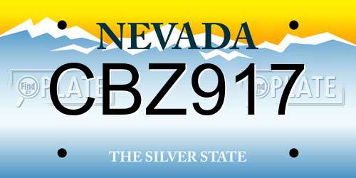 CBZ917 Nevada License Plate