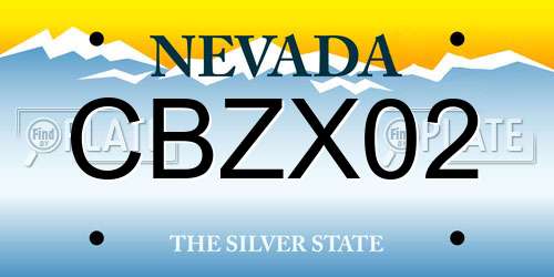 CBZX02 Nevada License Plate