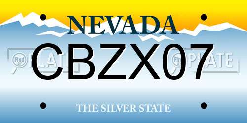 CBZX07 Nevada License Plate