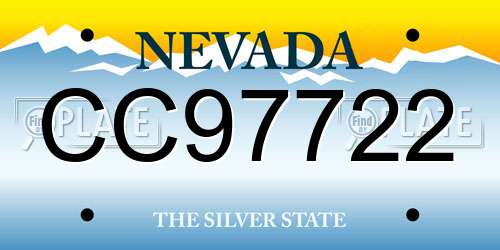 CC97722 Nevada License Plate