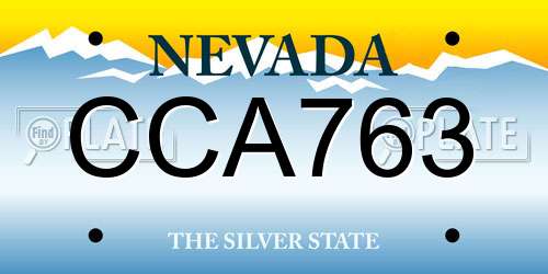 CCA763 Nevada License Plate