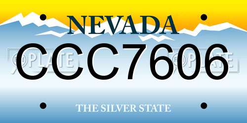 CCC7606 Nevada License Plate