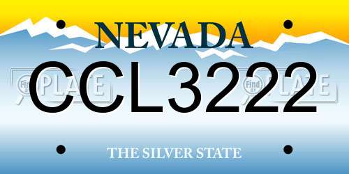 CCL3222 Nevada License Plate