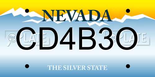 CD4B3O Nevada License Plate