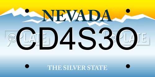 CD4S3O Nevada License Plate