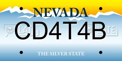 CD4T4B Nevada License Plate