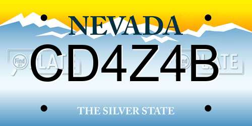 CD4Z4B Nevada License Plate
