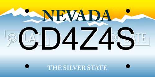 CD4Z4S Nevada License Plate