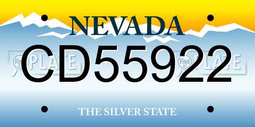 CD55922 Nevada License Plate