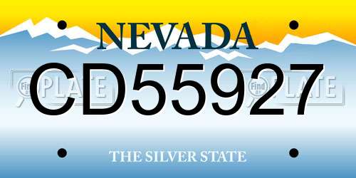 CD55927 Nevada License Plate