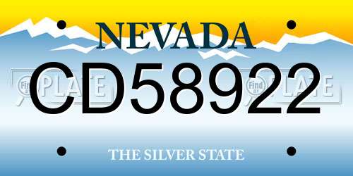 CD58922 Nevada License Plate