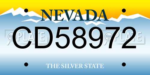 CD58972 Nevada License Plate
