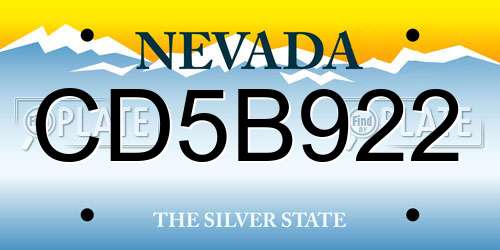 CD5B922 Nevada License Plate