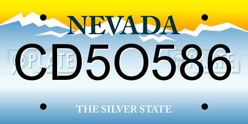 CD5O586 Nevada License Plate