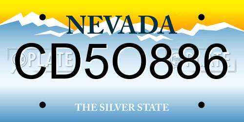 CD5O886 Nevada License Plate