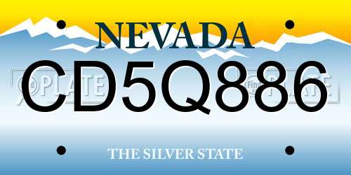 CD5Q886 Nevada License Plate