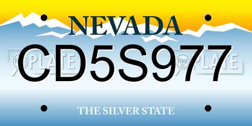 CD5S977 Nevada License Plate