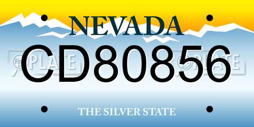 CD80856 Nevada License Plate